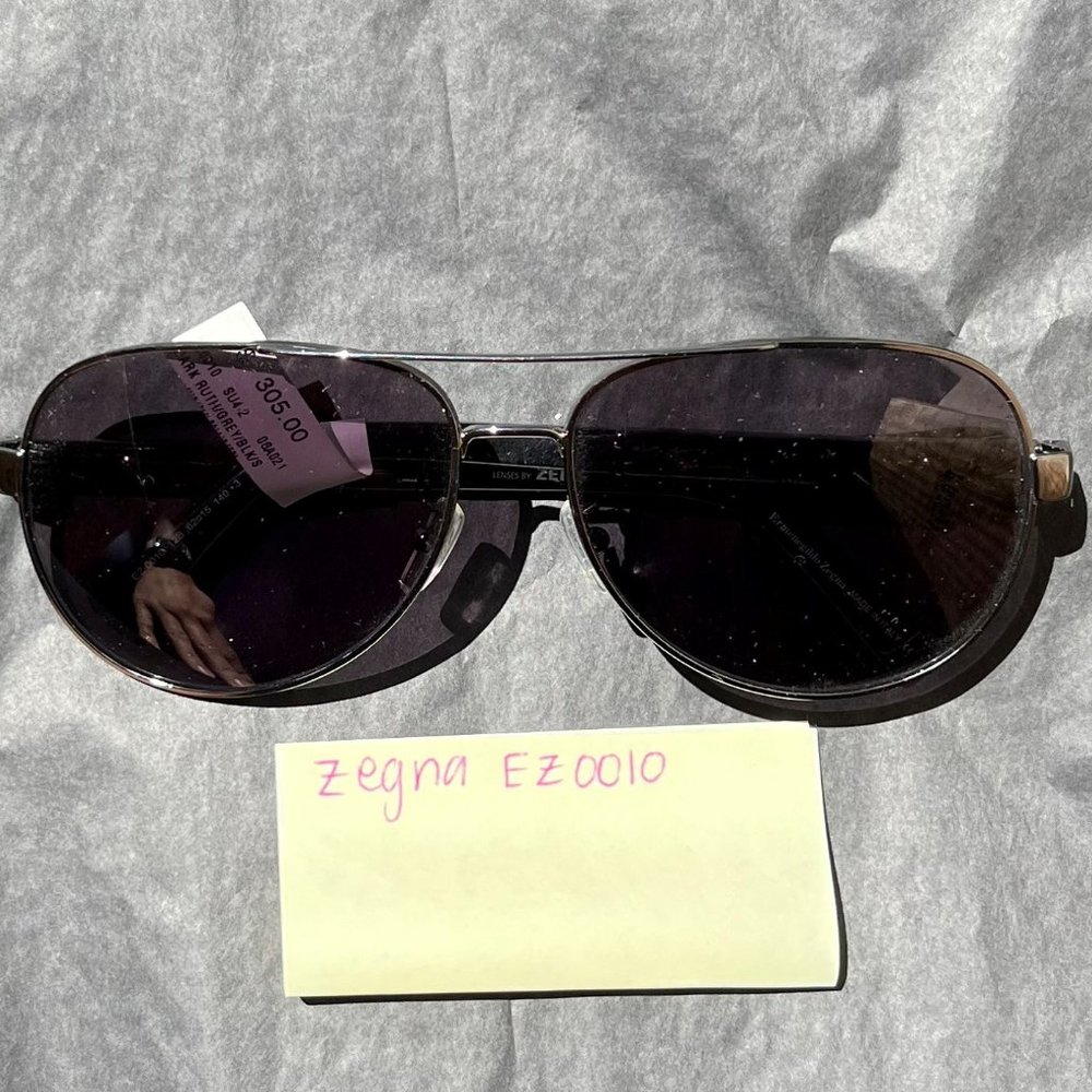 Ermenegildo Zegna Black Aviator Sunglasses with Grey Lens - EZ0010-12B